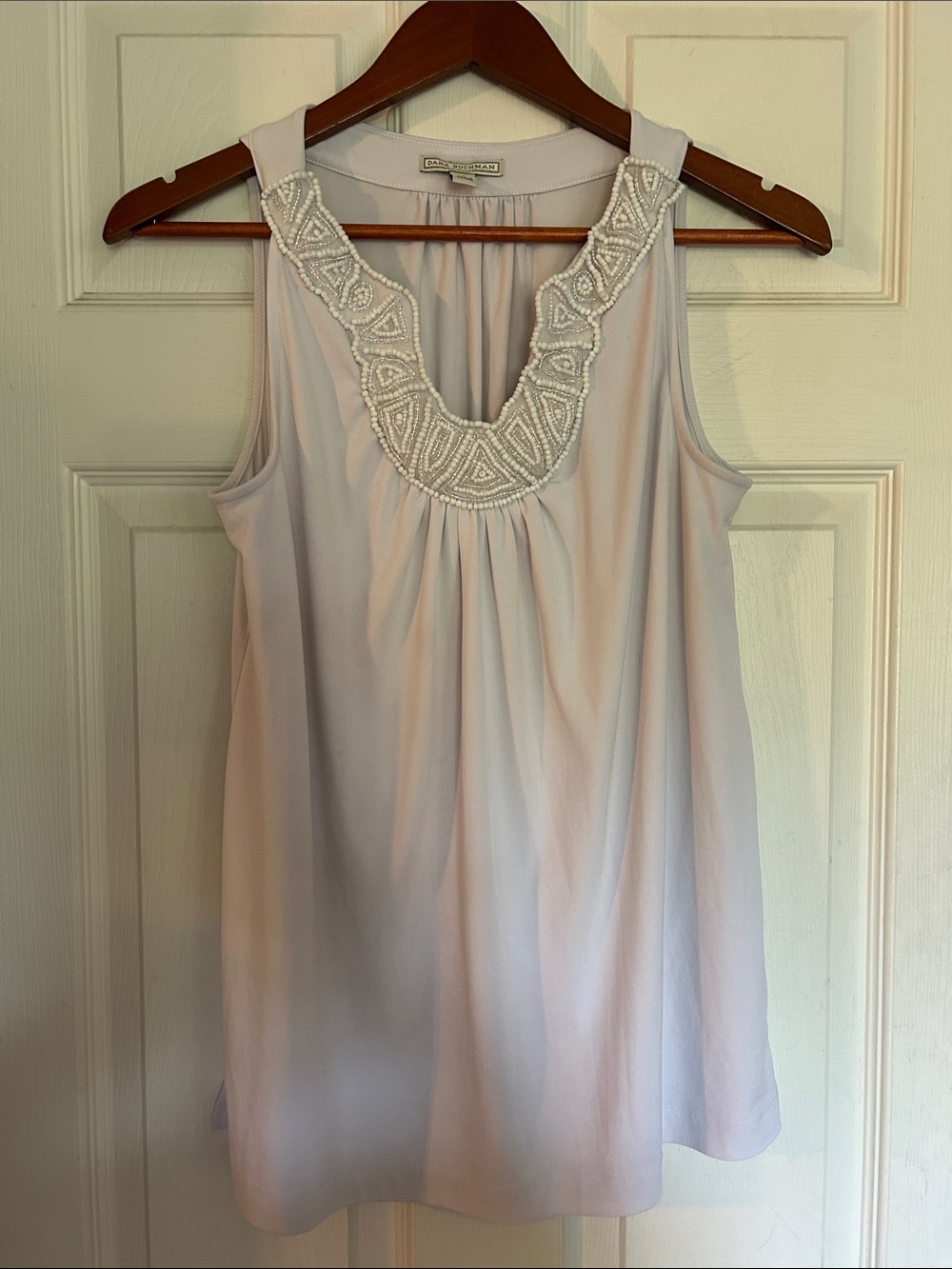 Dana Buchman White Beaded Sleeveless Camisole